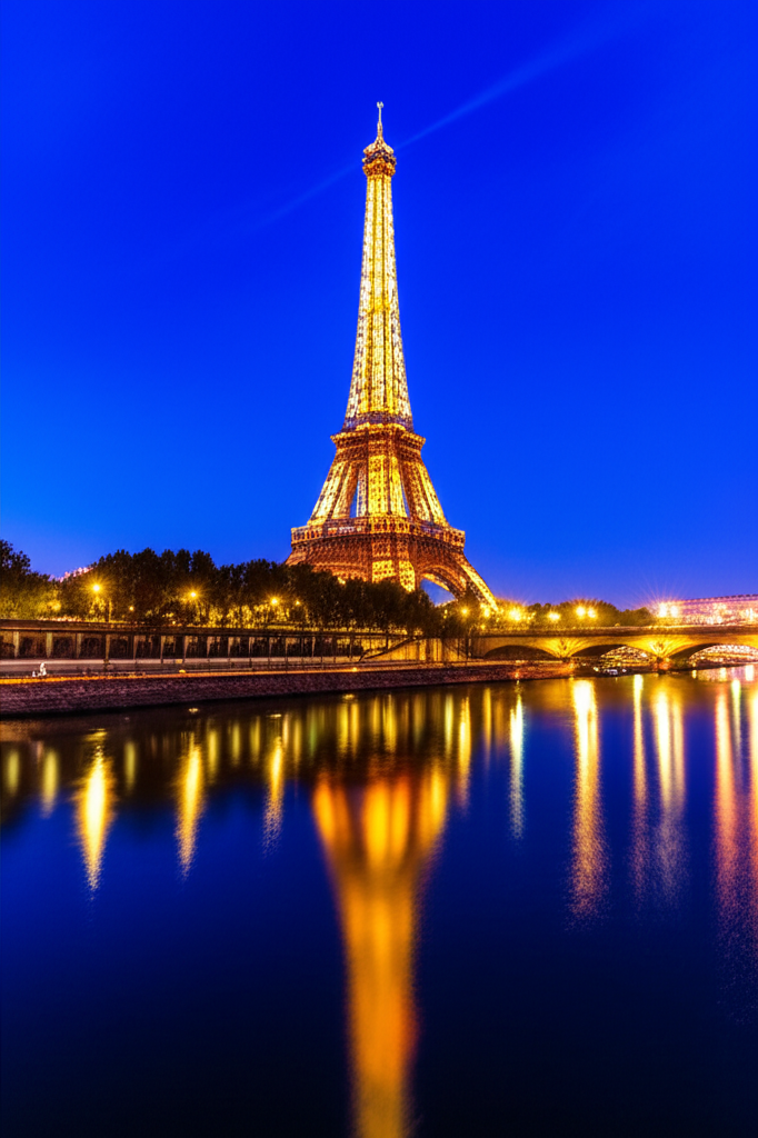 파리 에펠탑과 센강의 야경