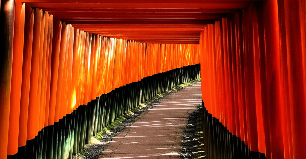 교토 후시미이나리 신사의 붉은 토리이